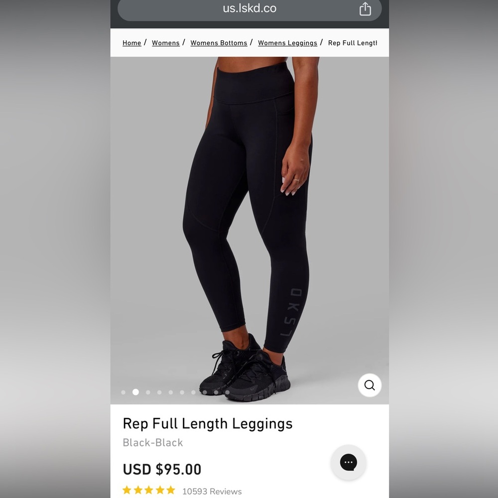 LSKD Women’s Rep Full Length Leggings - Black-Black Size Large